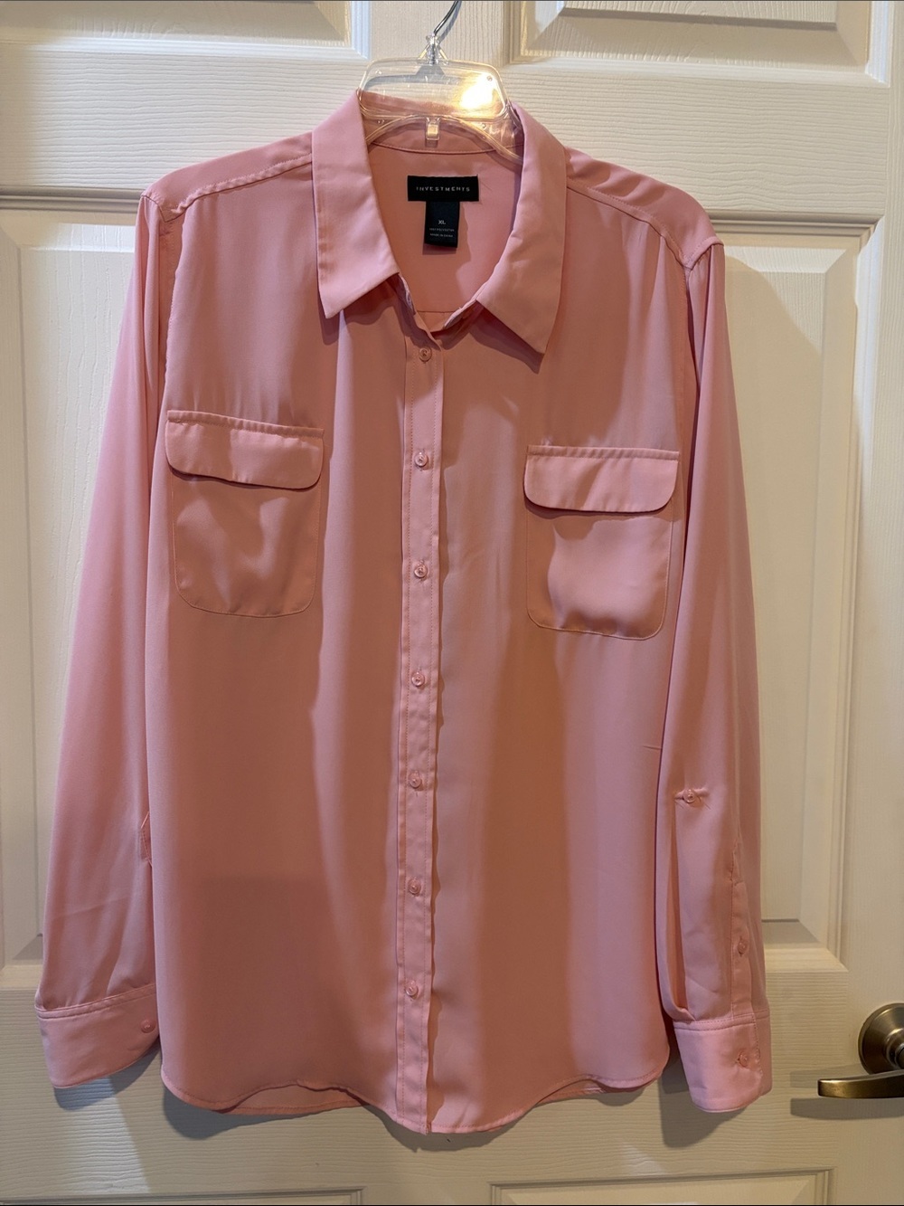 Investments Light Pink Long-Sleeve Button Front Shirt